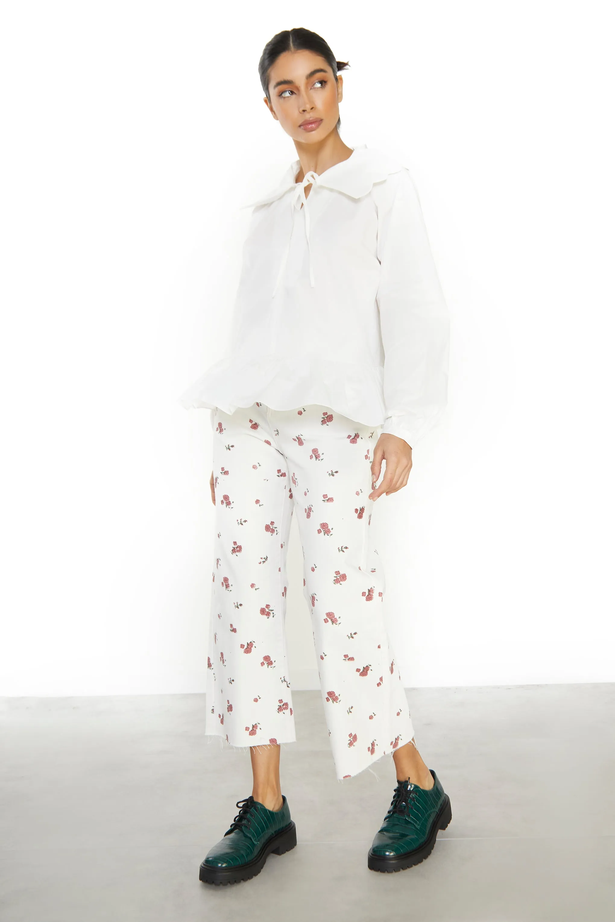 Glamorous Womens White Ditsy Denim Jeans