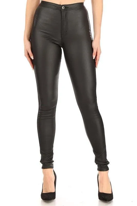GP4144 High waist stretch faux leather pants
