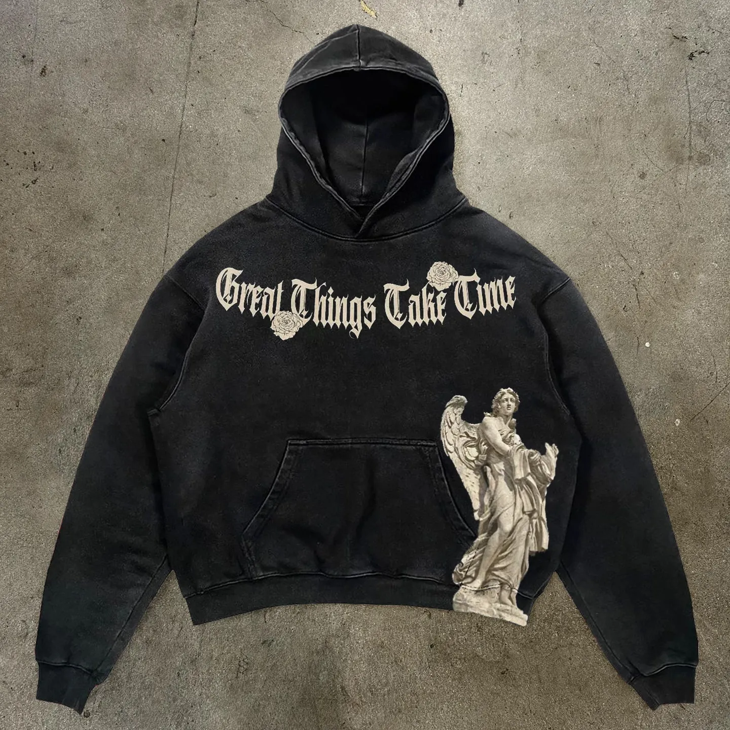 Great Things Take Time Print Long Sleeve Hoodies
