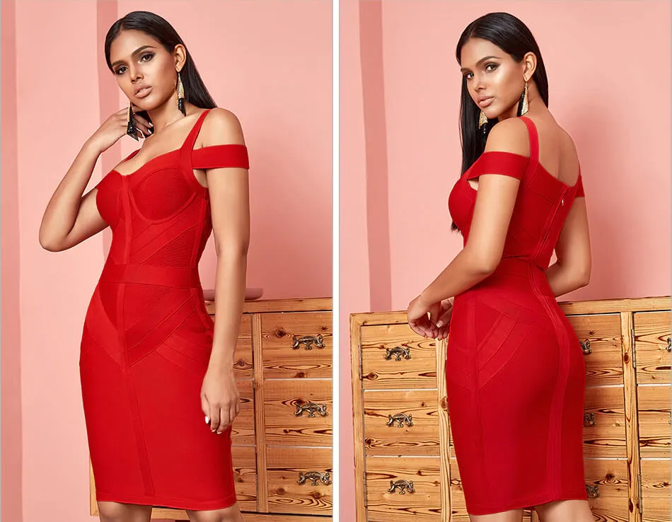Hallie Red Bodycon Party Dress