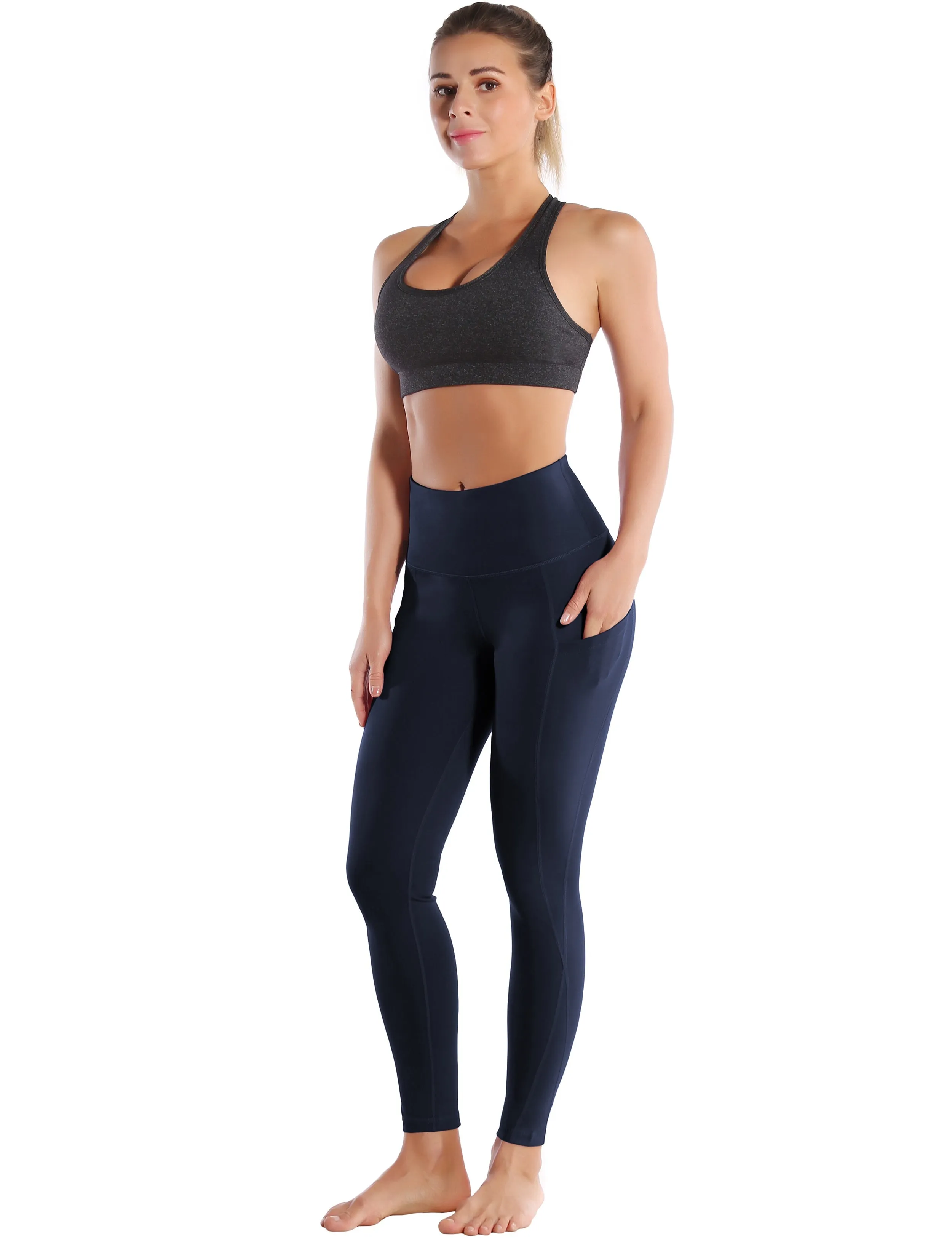 High Waist Side Pockets Pilates Pants navyblue_Pilates