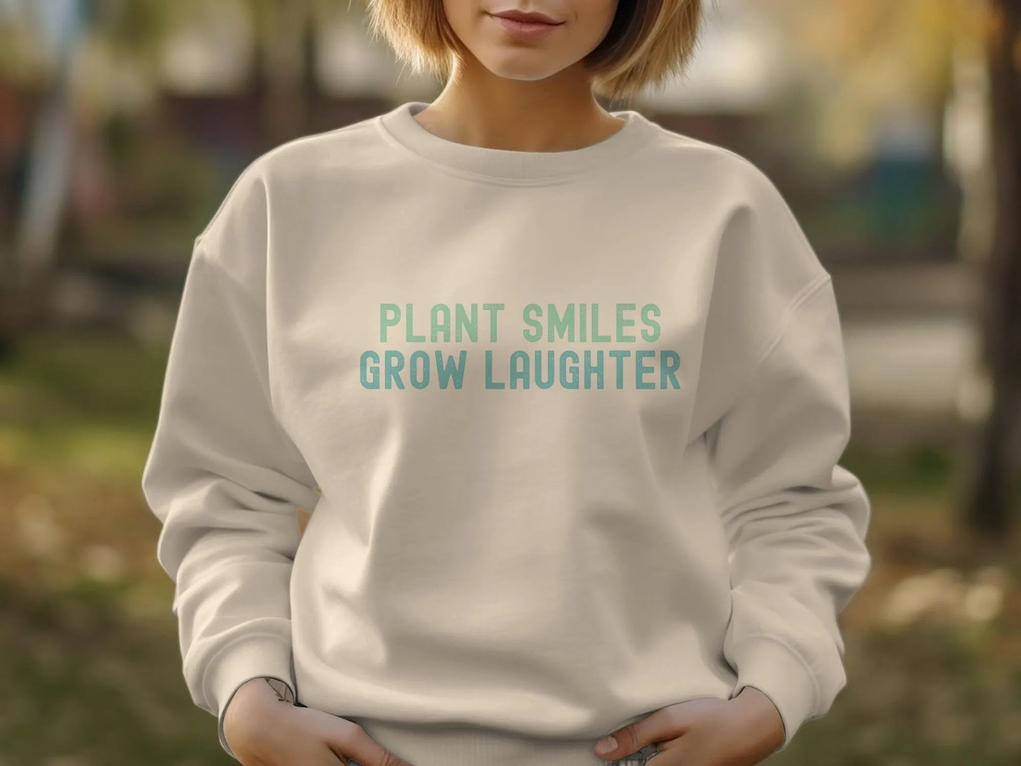 Inspirational Quote T-Shirt, Plant Smiles Grow Laughter, Positive Message Tee, Unisex Shirt for Men and Women