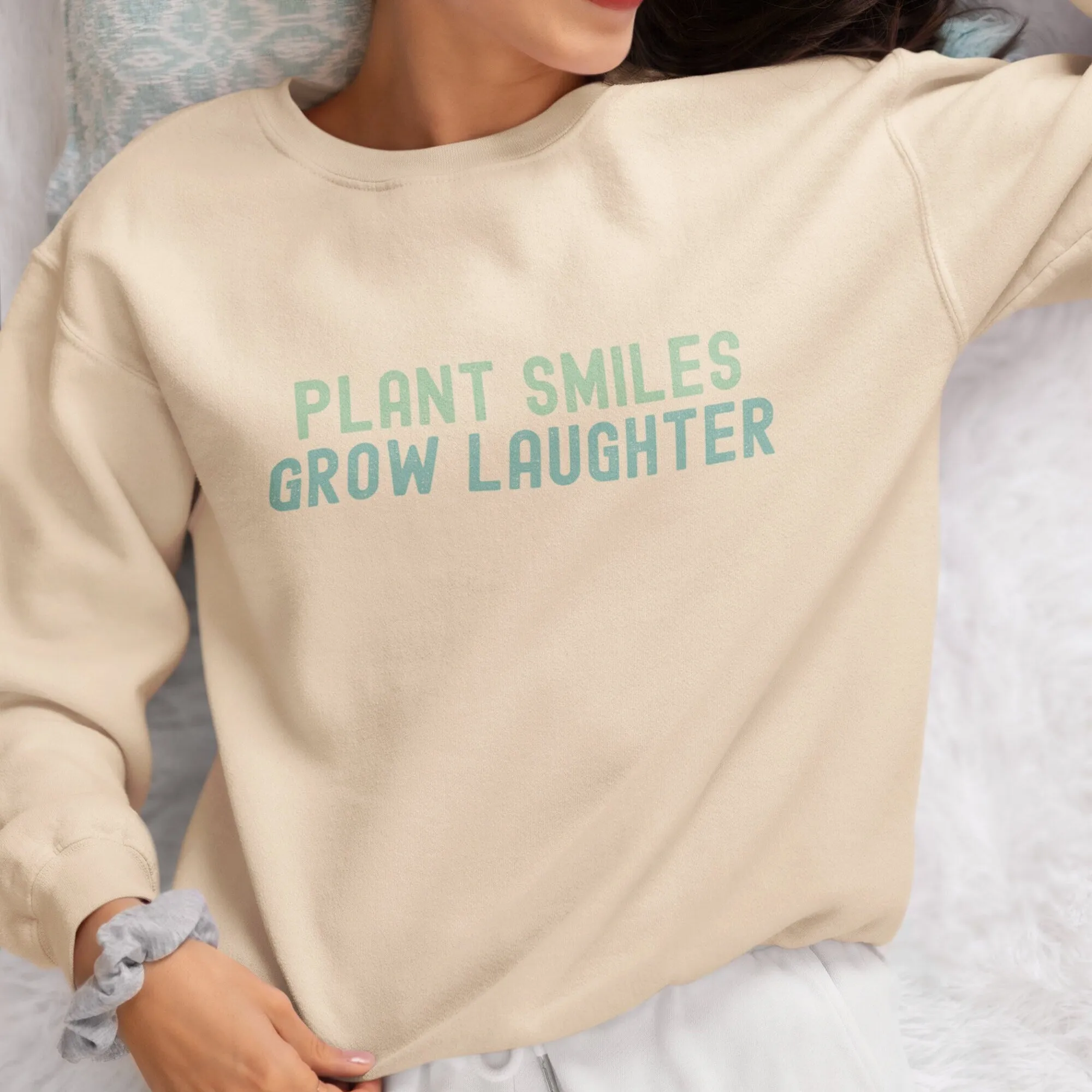 Inspirational Quote T-Shirt, Plant Smiles Grow Laughter, Positive Message Tee, Unisex Shirt for Men and Women