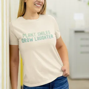 Inspirational Quote T-Shirt, Plant Smiles Grow Laughter, Positive Message Tee, Unisex Shirt for Men and Women