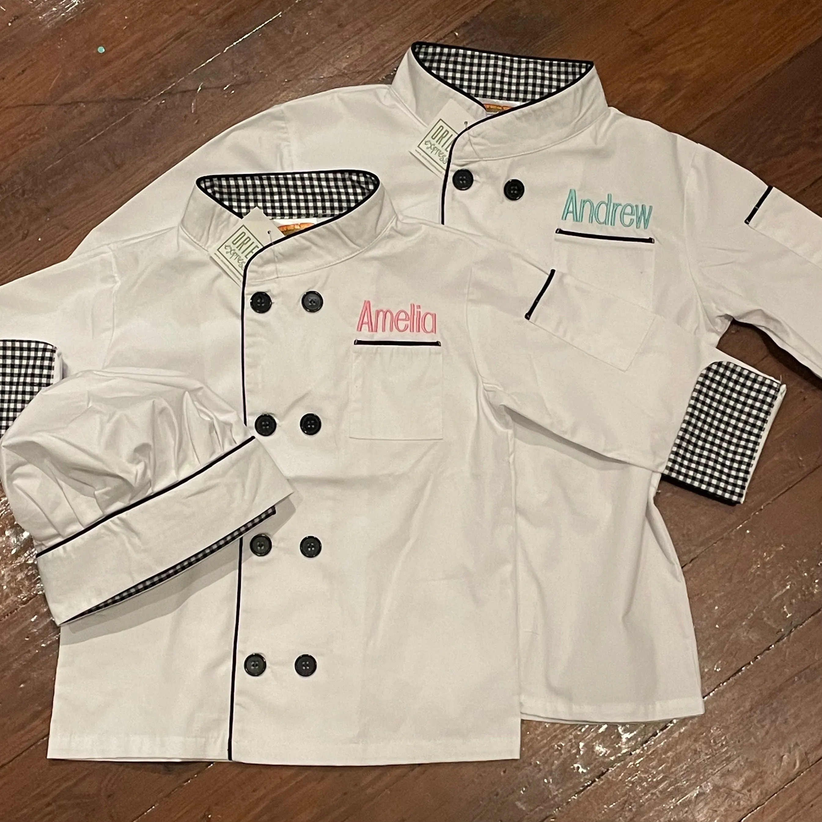 JR CHEF JACKET & HAT WITH CHECKERED TRIM