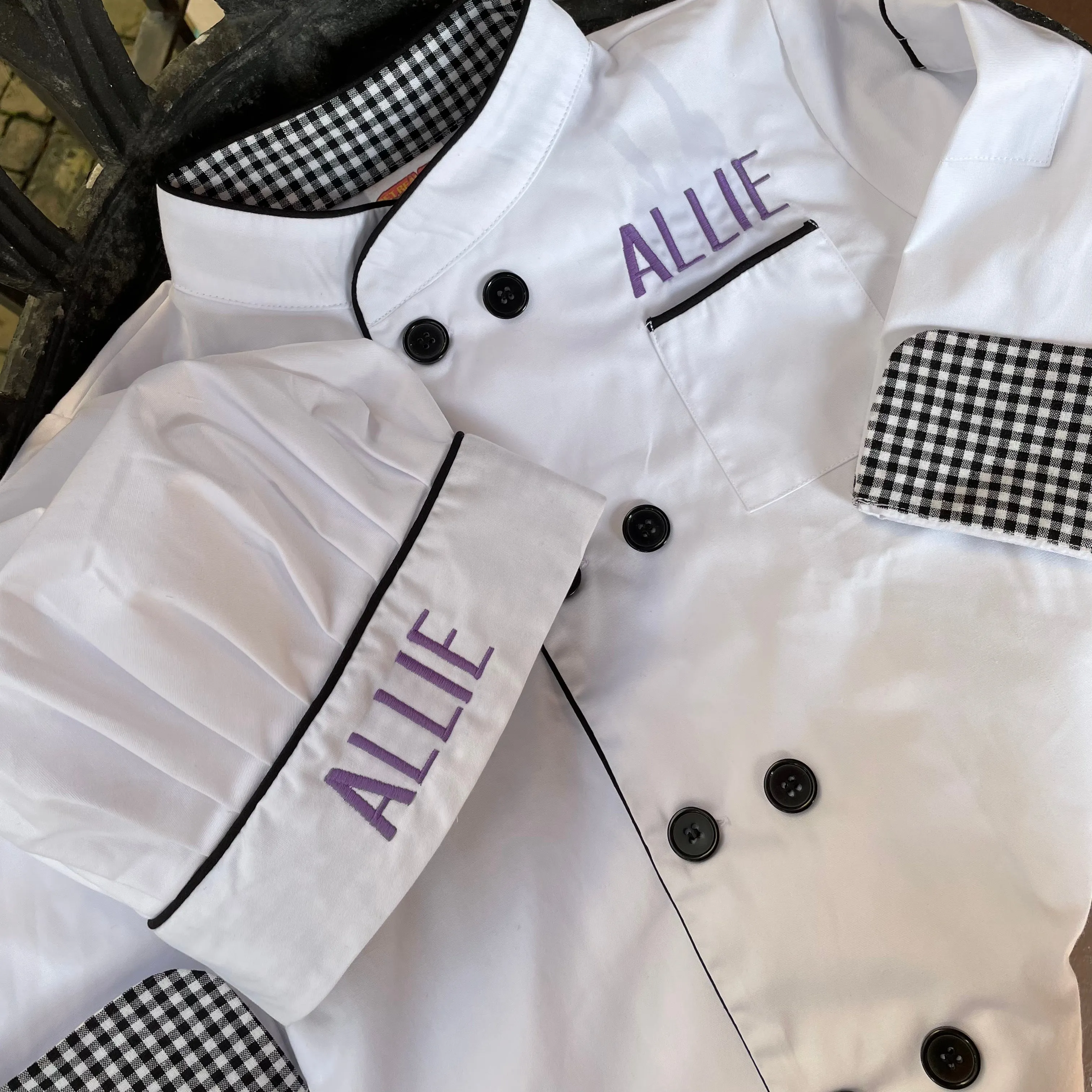 JR CHEF JACKET & HAT WITH CHECKERED TRIM