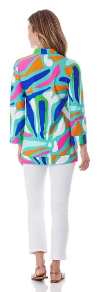 Jude Connally Chris Tunic Top in Ocean Abstract Aqua ON SALE!