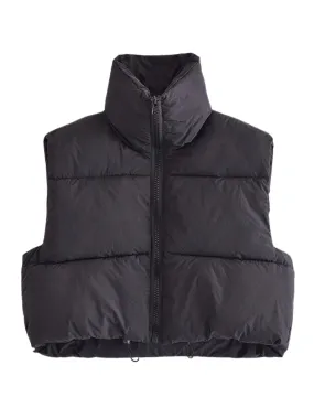 'June' Sleeveless Cropped Puff Jacket (2 Colors)
