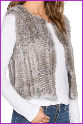 Knitted Rabbit Fur Gilet DO1433