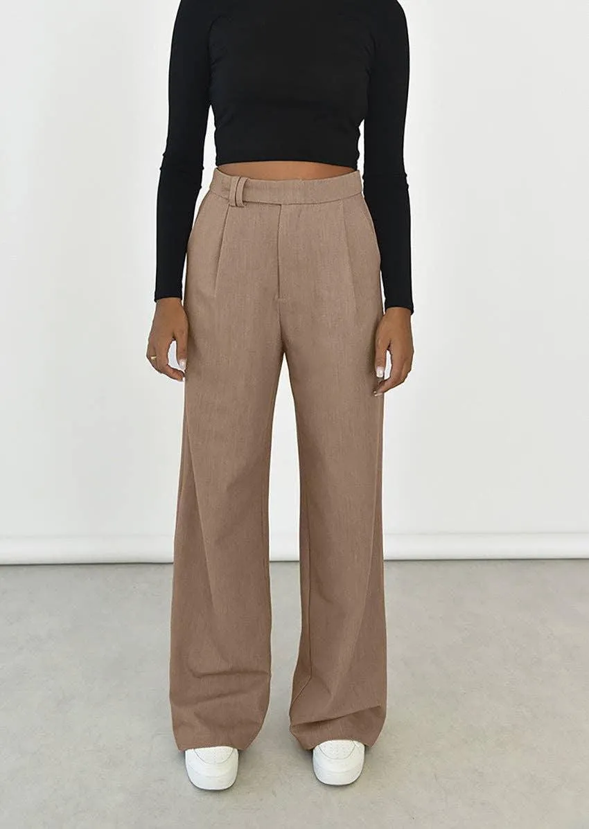 Ladies Stright Leg High Waist Loose Casual Pants C-K6021