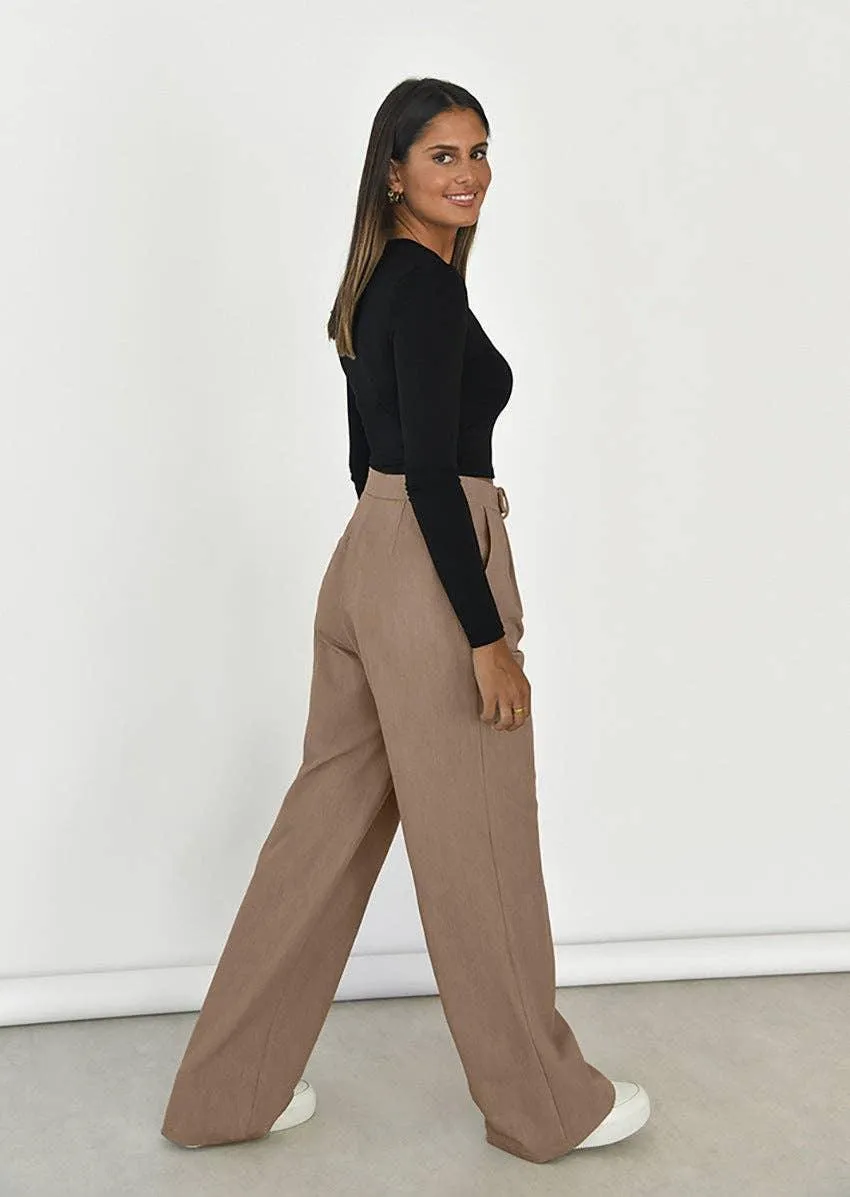 Ladies Stright Leg High Waist Loose Casual Pants C-K6021