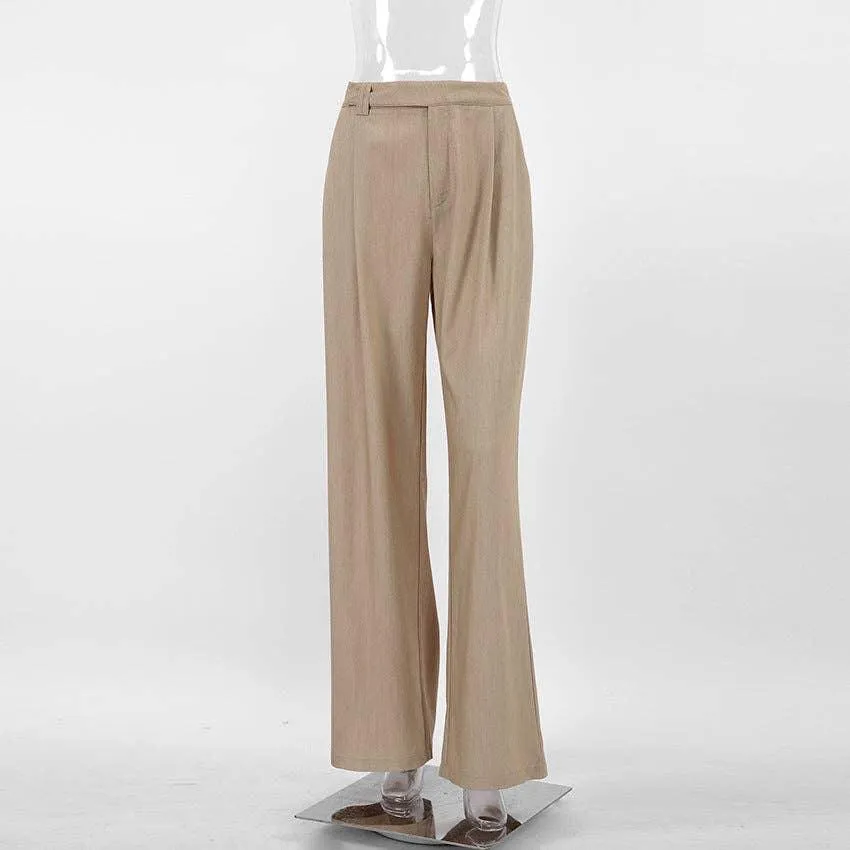 Ladies Stright Leg High Waist Loose Casual Pants C-K6021