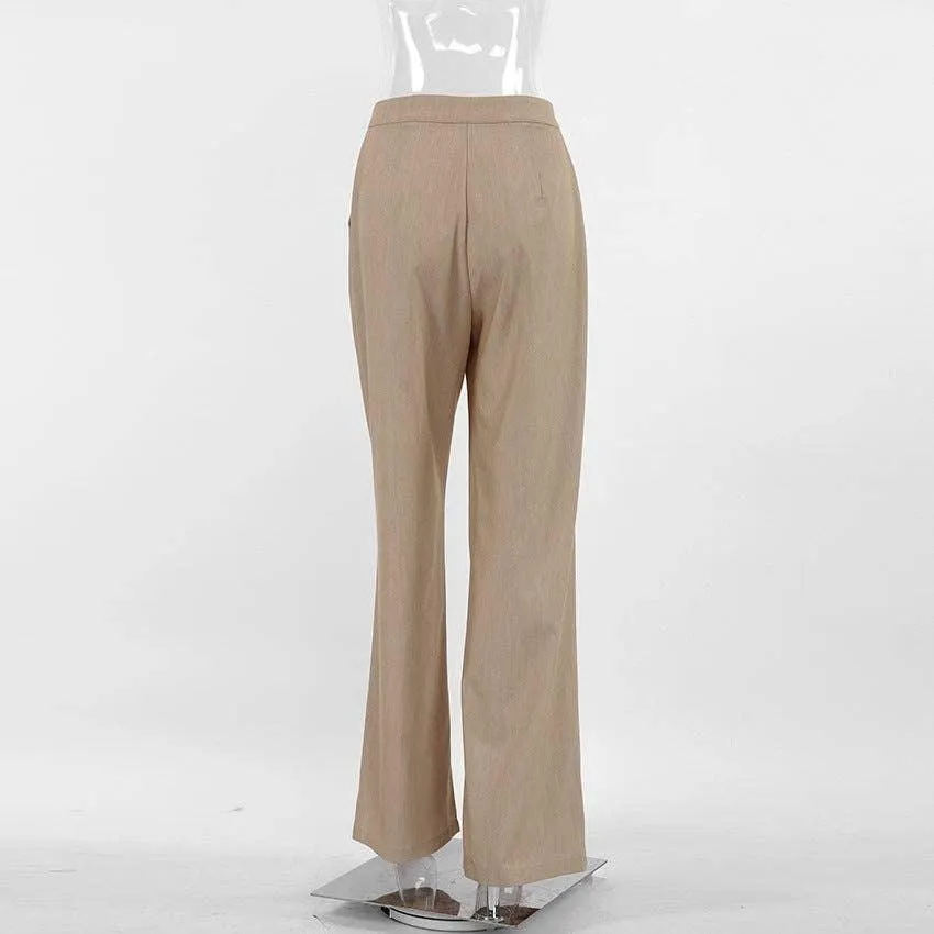Ladies Stright Leg High Waist Loose Casual Pants C-K6021