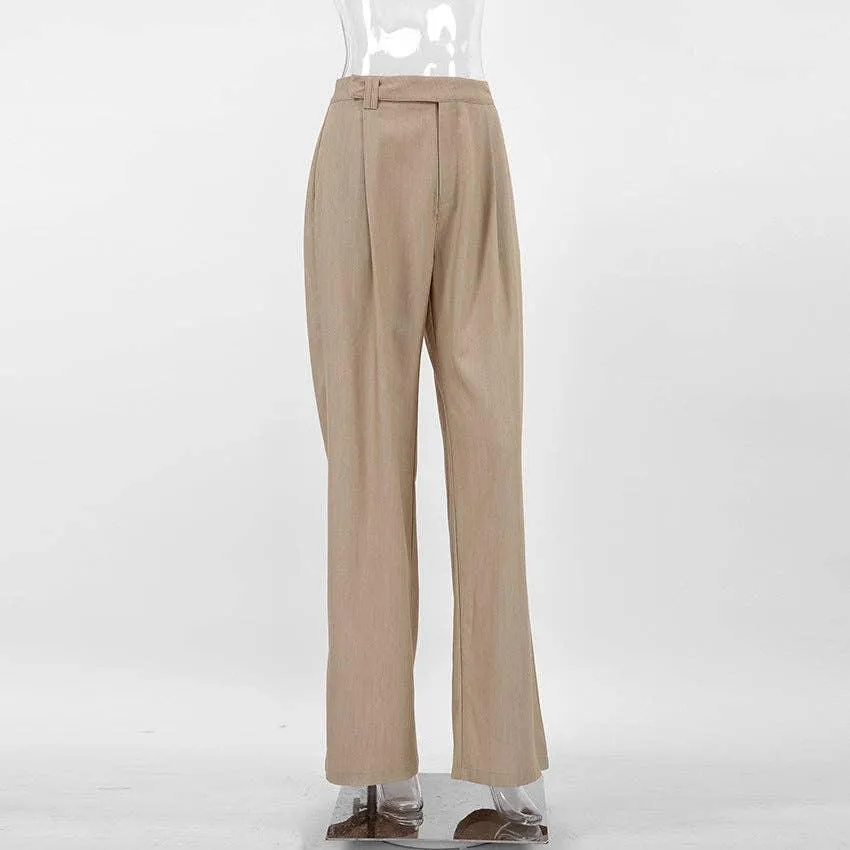 Ladies Stright Leg High Waist Loose Casual Pants C-K6021
