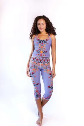 Lavender Love Printed Yoga Crops