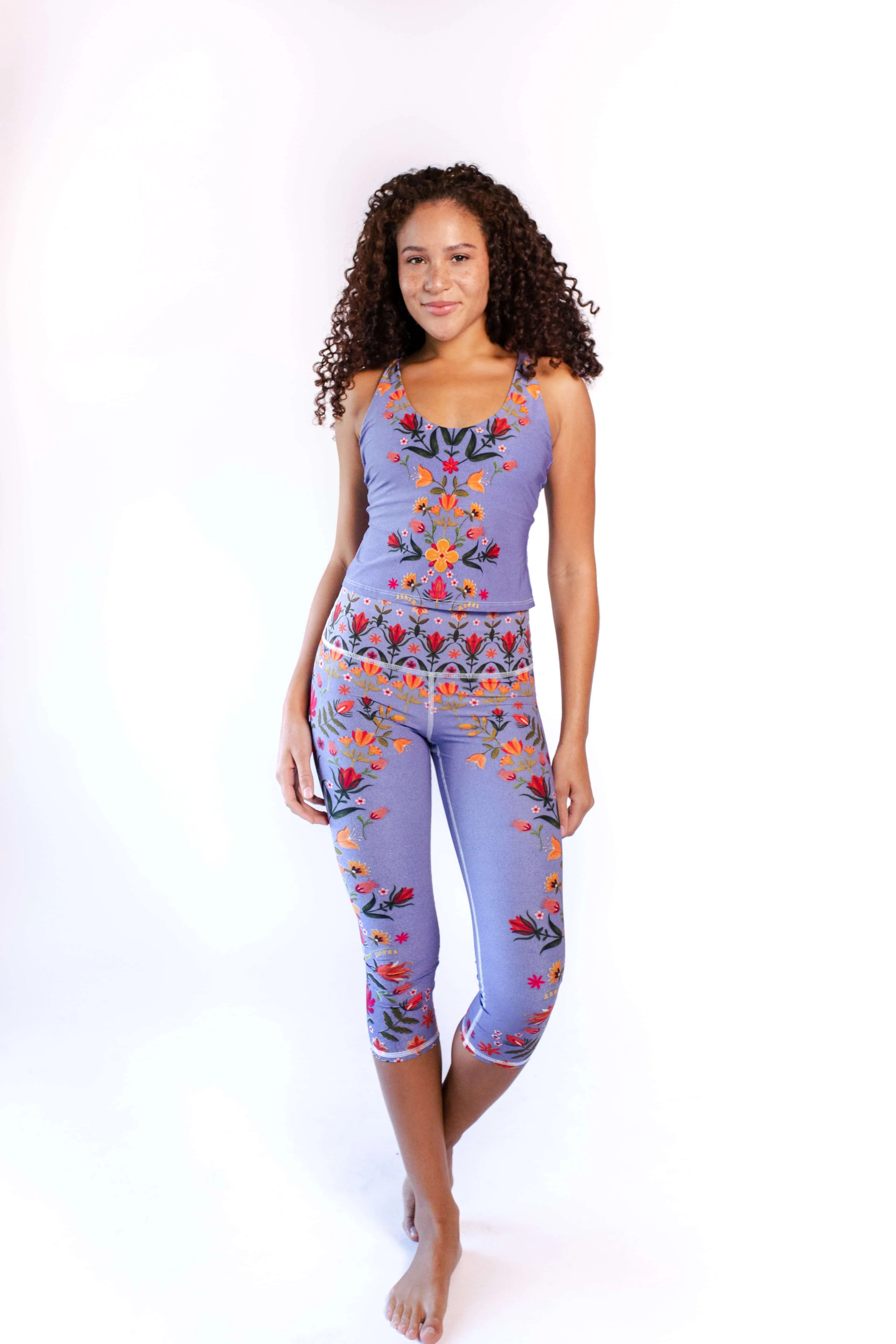 Lavender Love Printed Yoga Crops