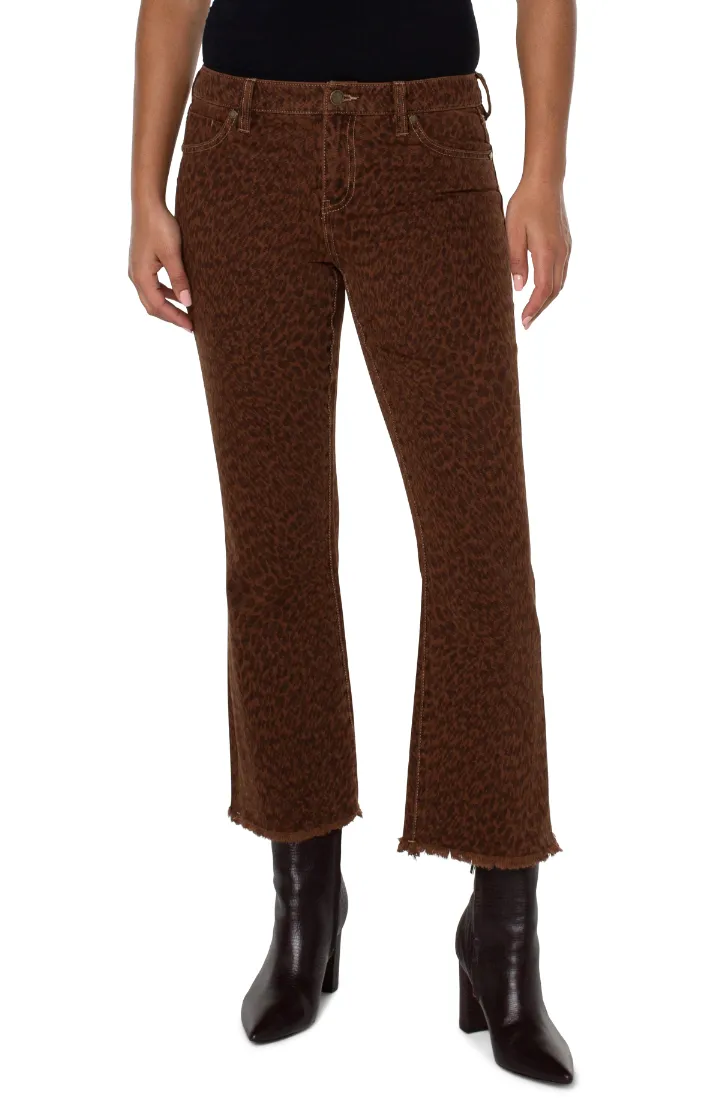 Liverpool Hannah Crop Flare w/Fray 27" - Animal Print
