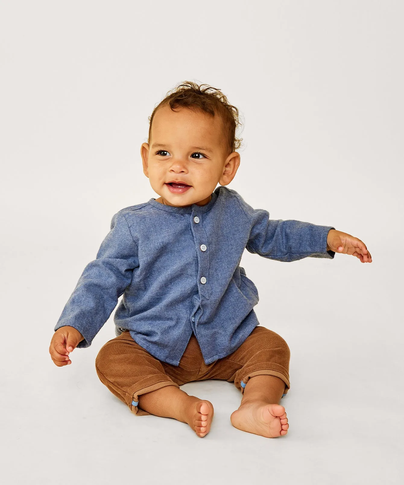 Lupo Baby Shirt, Blue Flannel