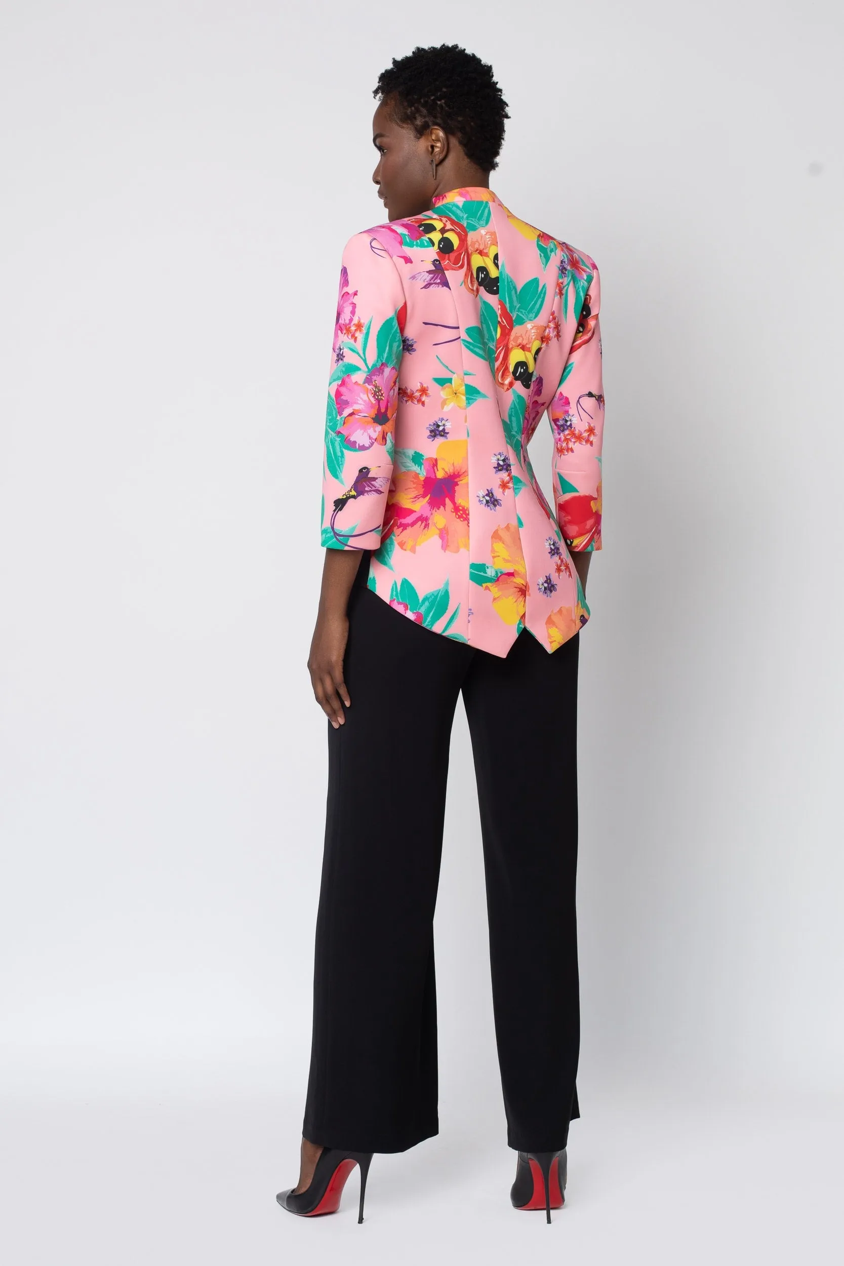 MADE TO ORDER: Black Ackee Print Combo Neoprene Tuxedo Jacket