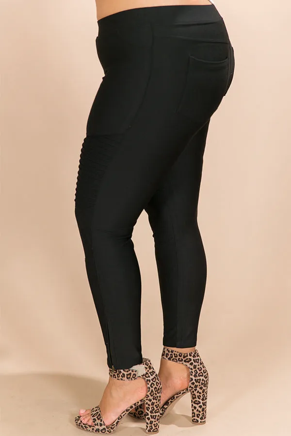 Manhattan Moto High Waist Legging in Black