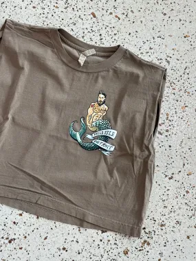 Merman brown - Cropped muscle tee