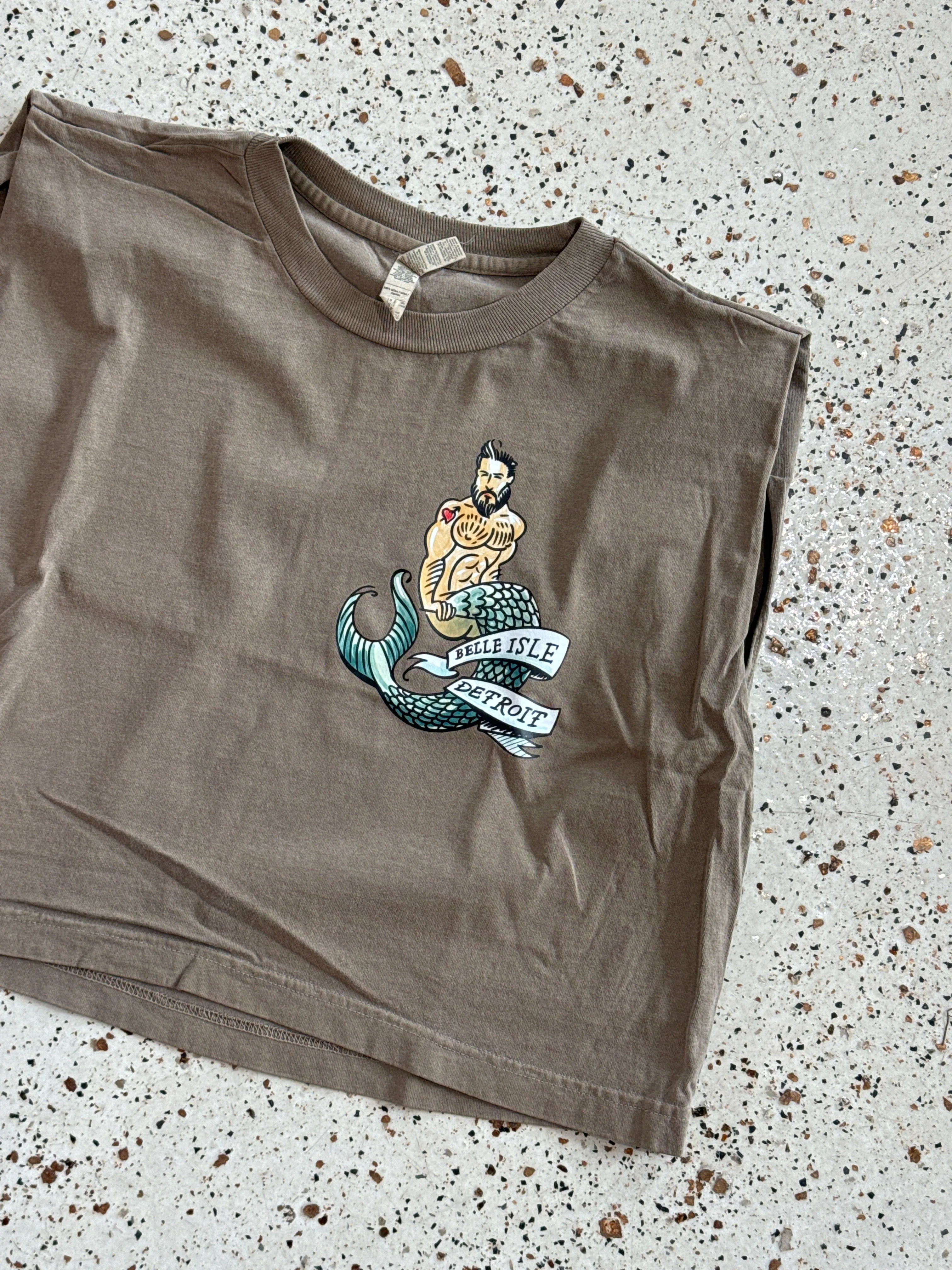 Merman brown - Cropped muscle tee