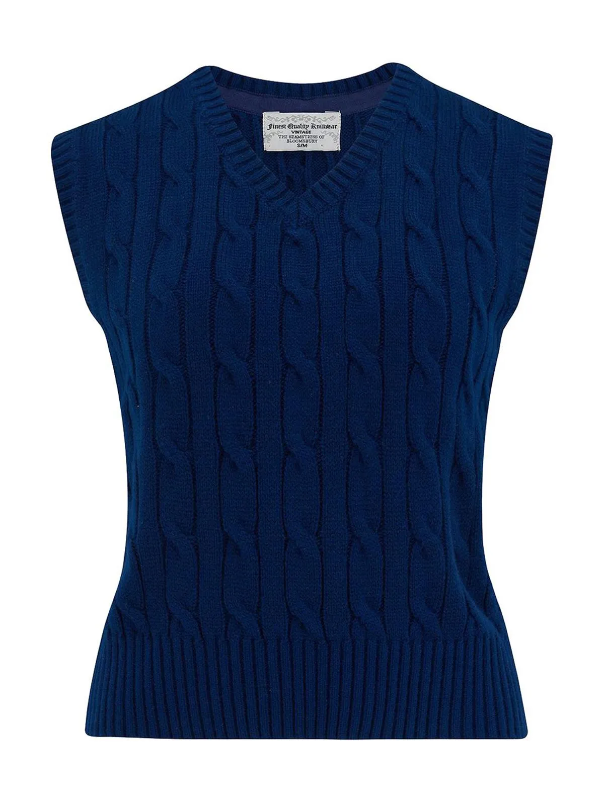 Navy Vintage Style Cable Tank Top Vest