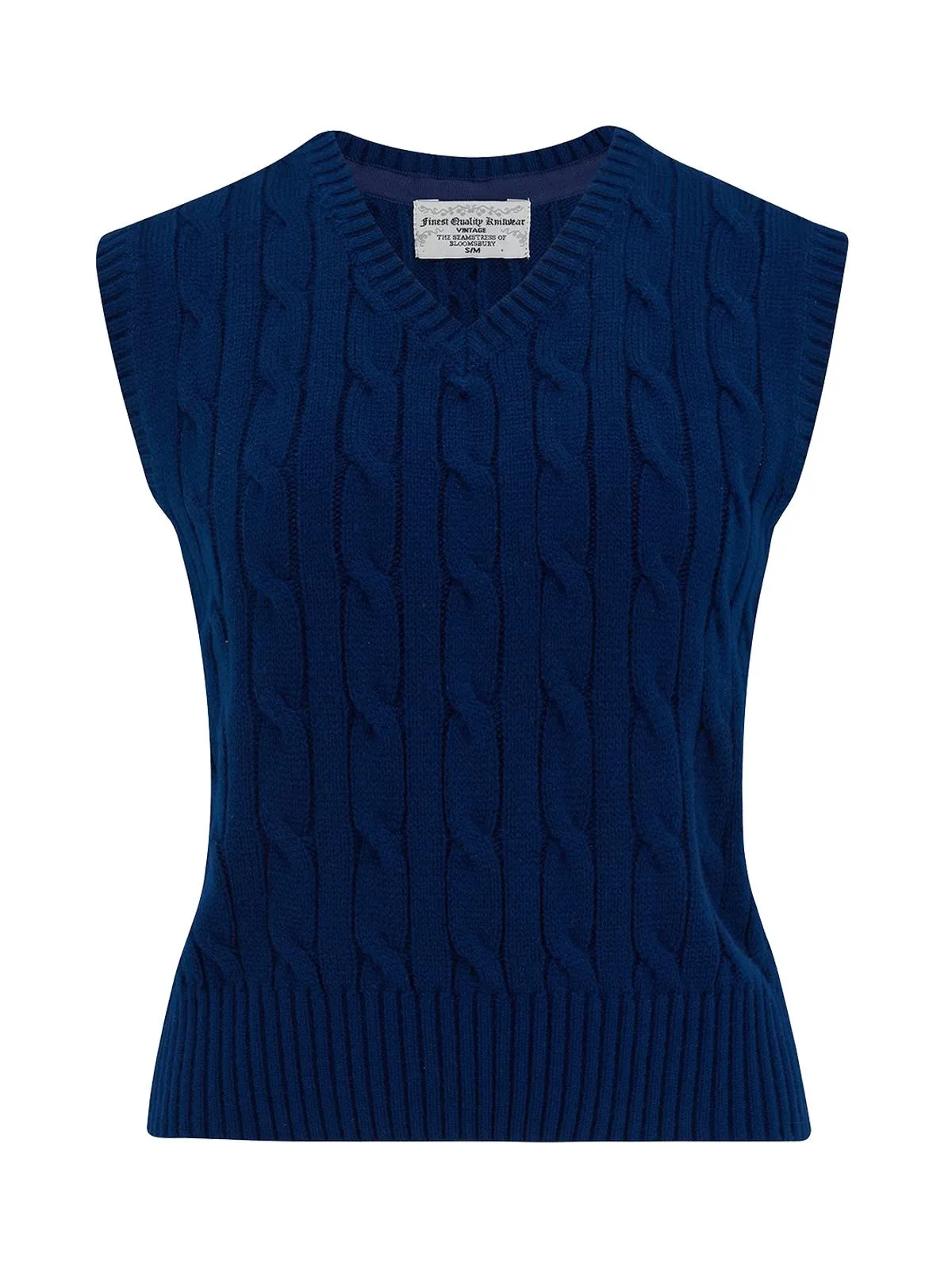 Navy Vintage Style Cable Tank Top Vest