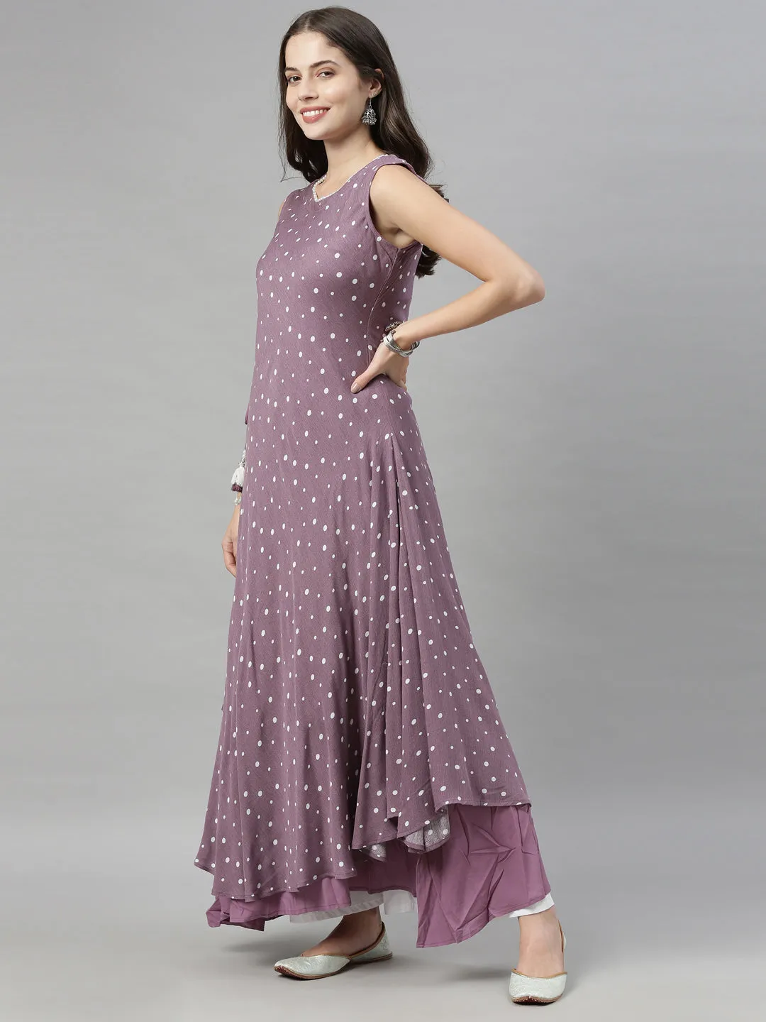 Neeru's Lavender Color Chiffon Fabric Tunic