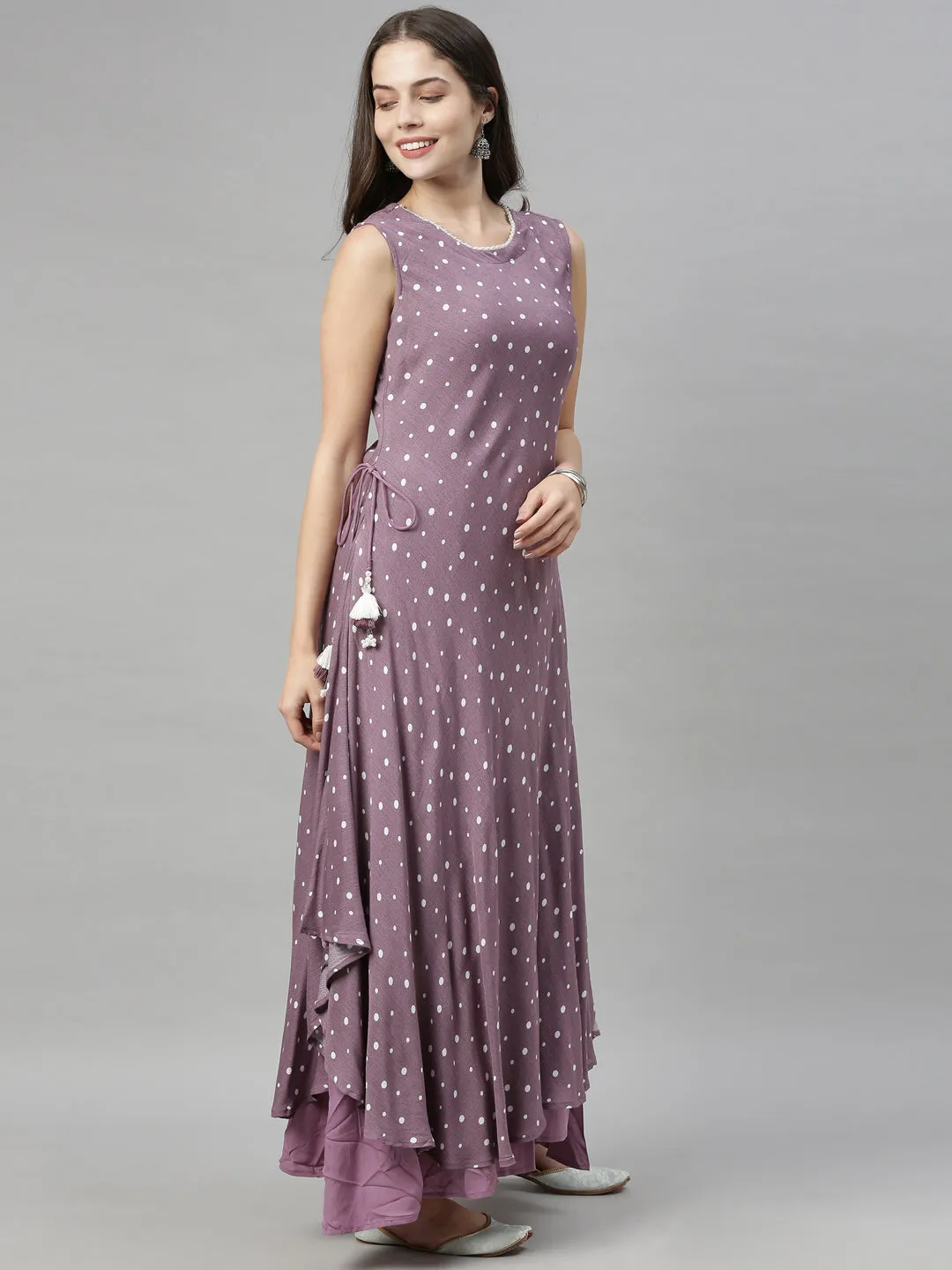 Neeru's Lavender Color Chiffon Fabric Tunic