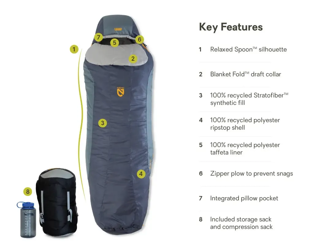 NEMO EQUIPMENT MENS TEMPO SYNTHETIC SLEEPING BAG 20 LONG