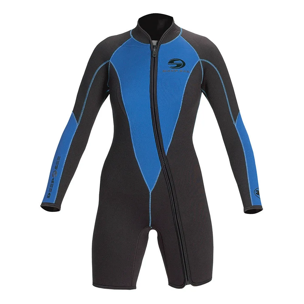 Open Box - Deep See 3mm Woman Shorty Long Sleeve Dive Wetsuit - 11-12