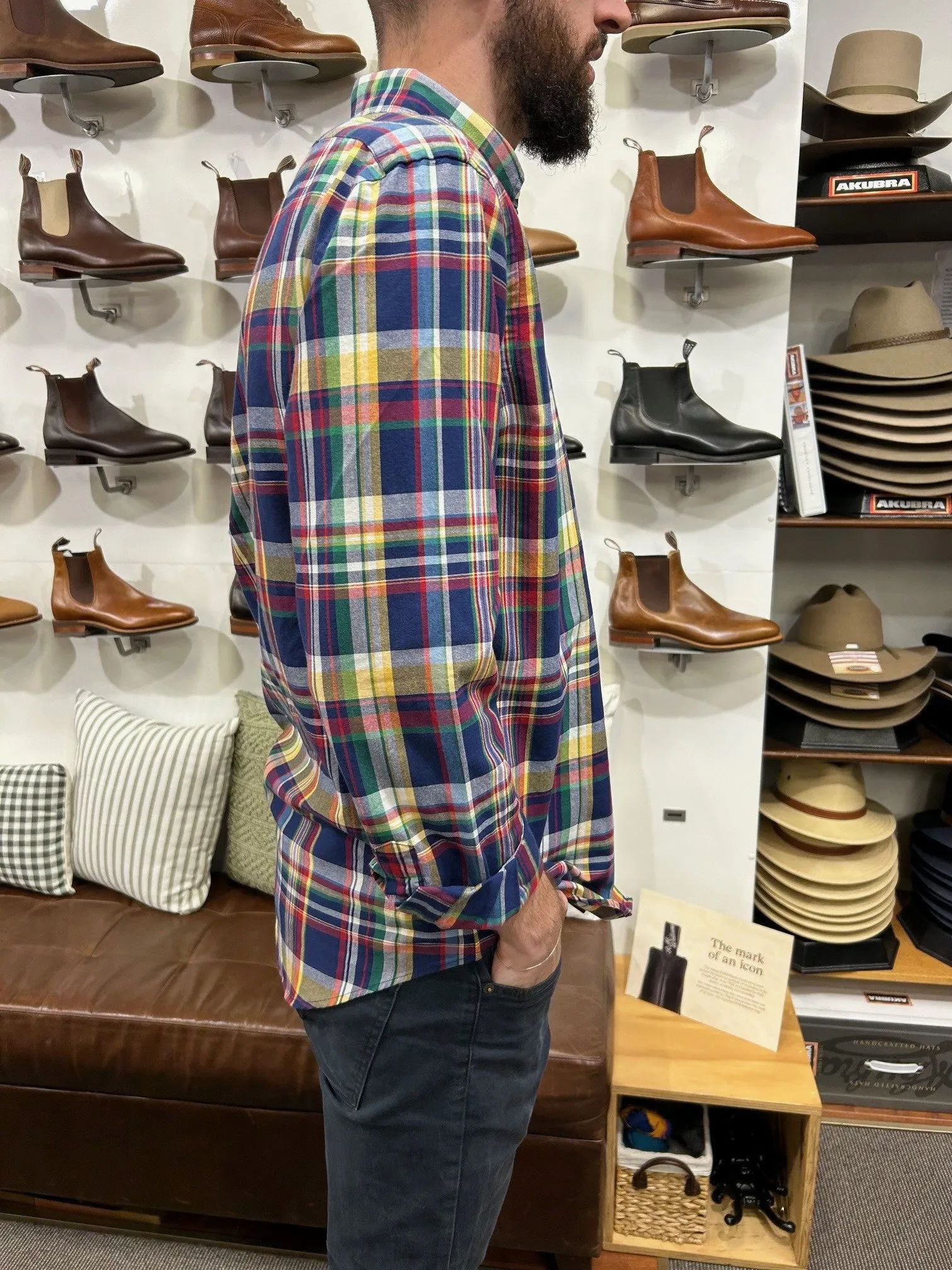 Oxford Shirt - Check - Navy, Yellow, Multi