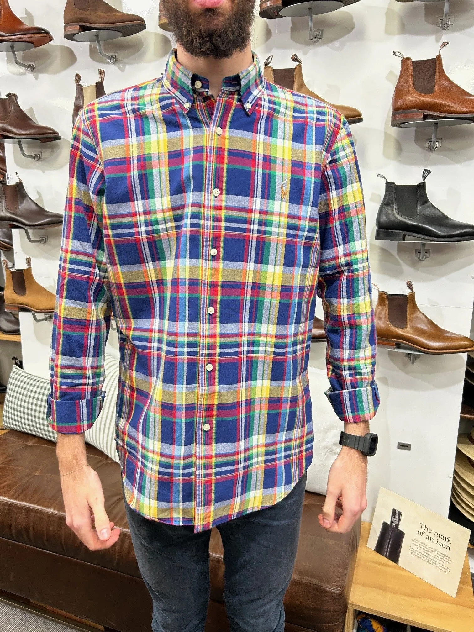 Oxford Shirt - Check - Navy, Yellow, Multi
