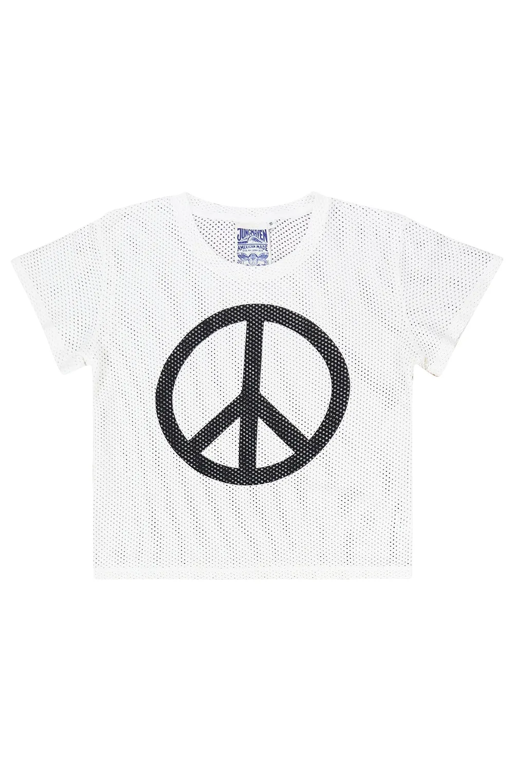 Peace Carmen Mesh Cropped Tee