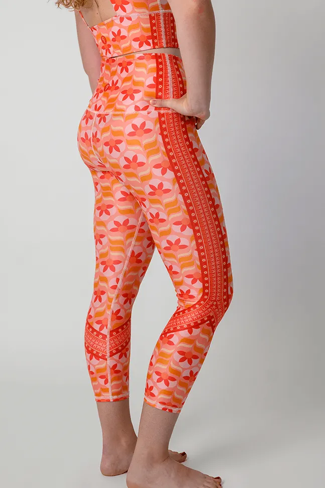 Peach Out Printed Yoga Crops