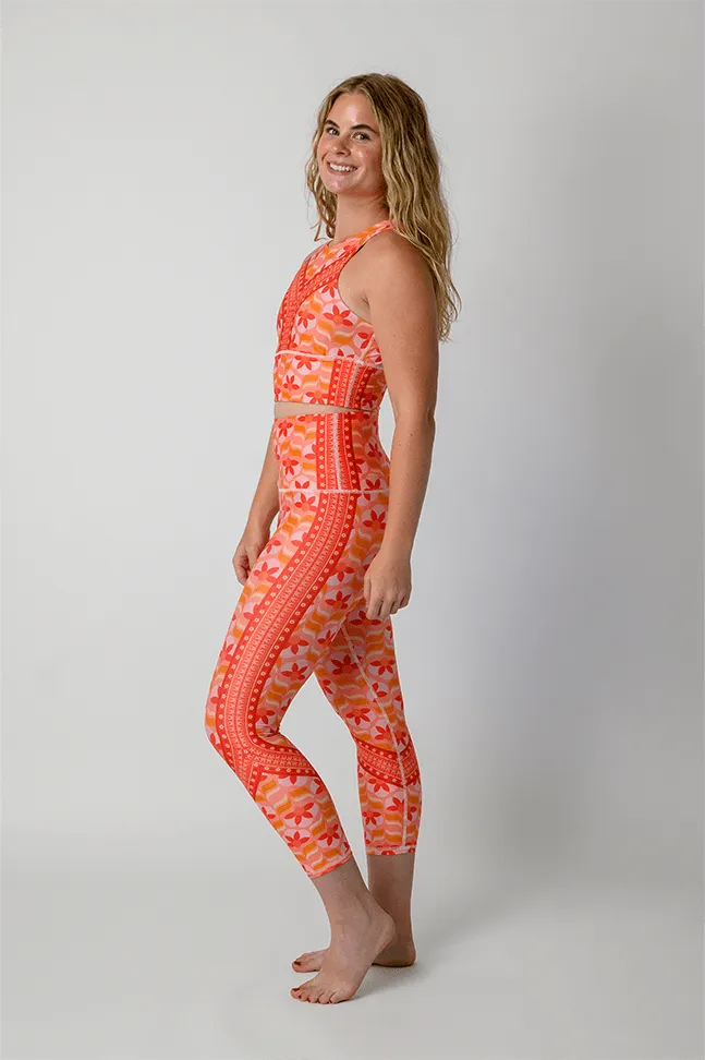 Peach Out Printed Yoga Crops