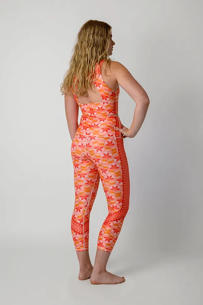 Peach Out Printed Yoga Crops