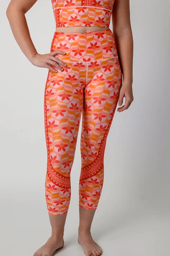 Peach Out Printed Yoga Crops