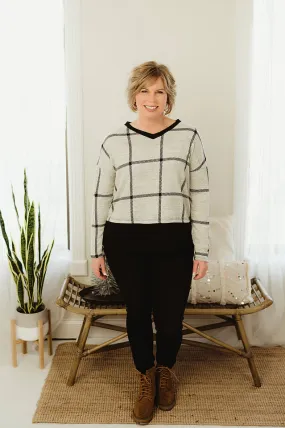 Plaid Jersey Mixed Top