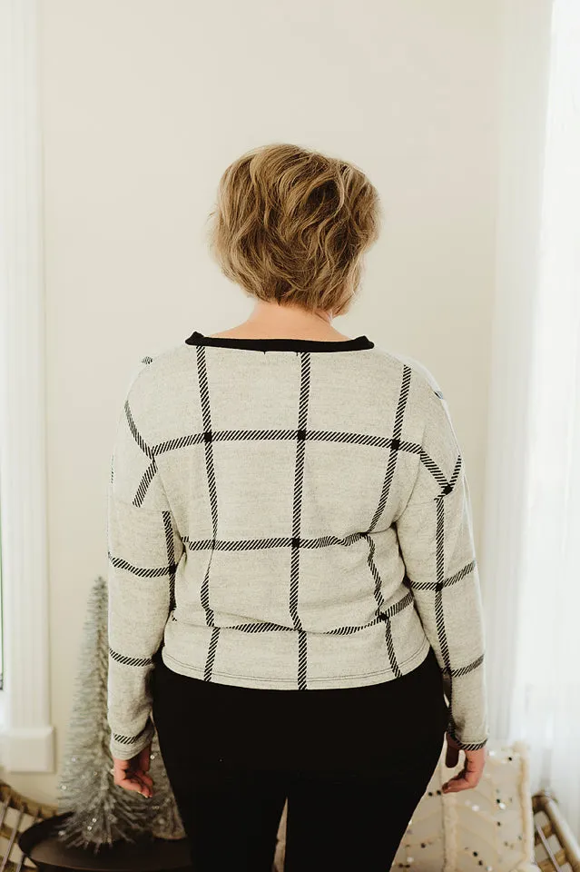 Plaid Jersey Mixed Top