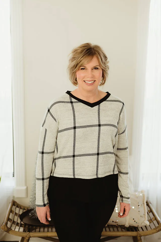 Plaid Jersey Mixed Top