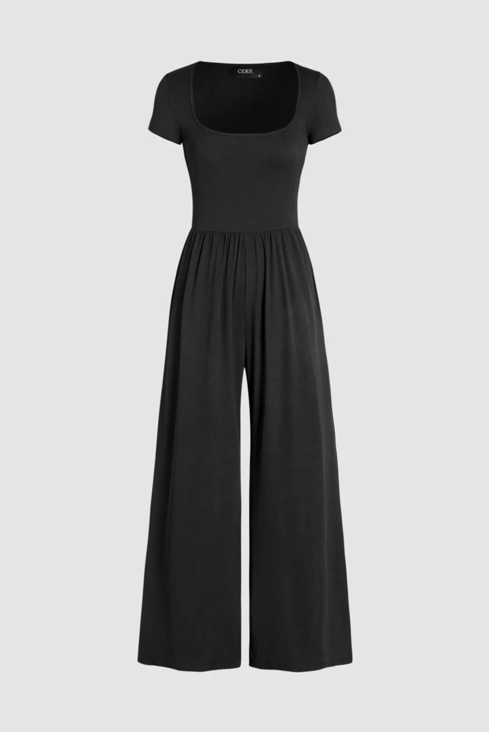 Pleated Scoop Neck Short Sleeve Jumpsuit