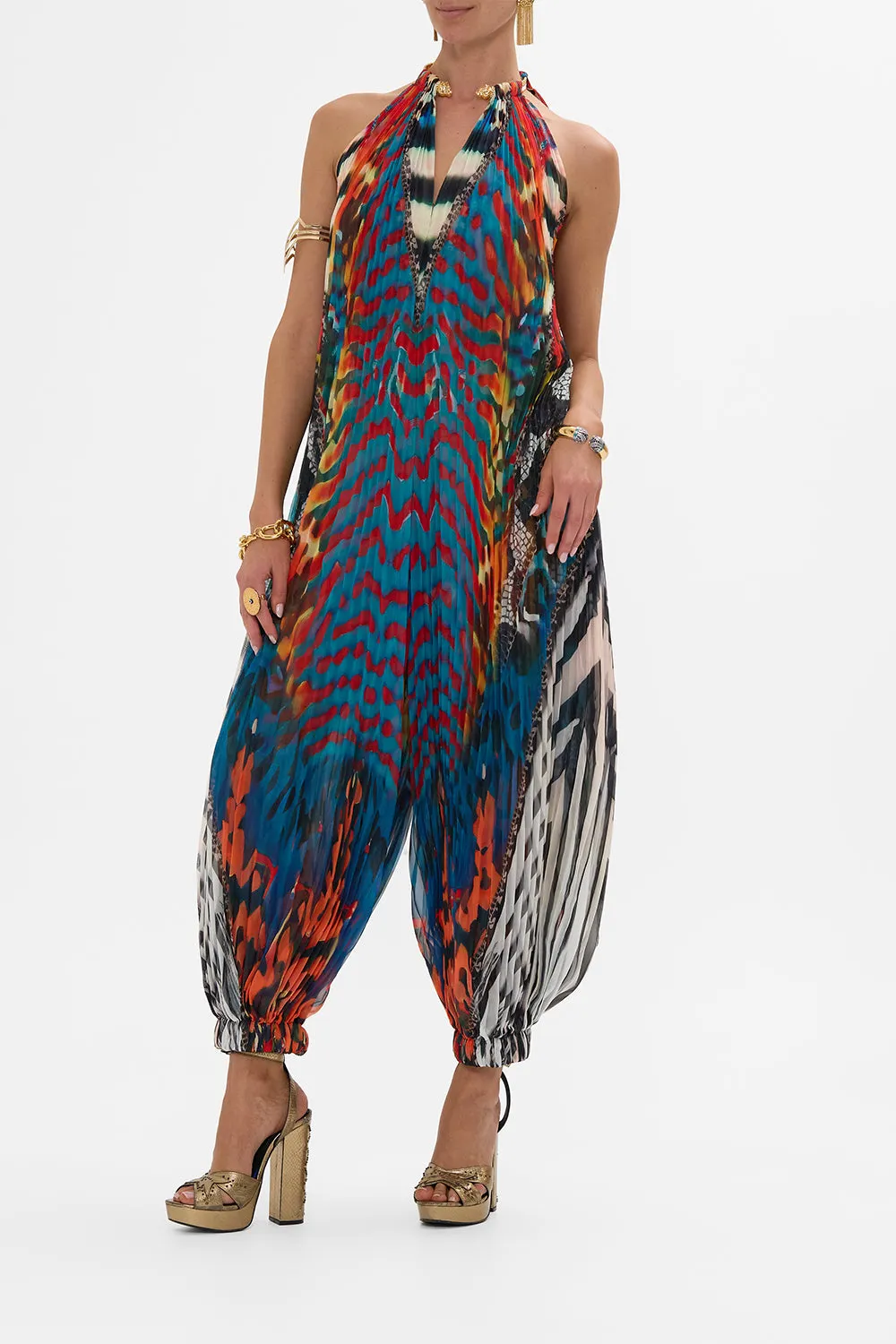 PLISSE JUMPSUIT WITH NECKPIECE DESERT VISIONS