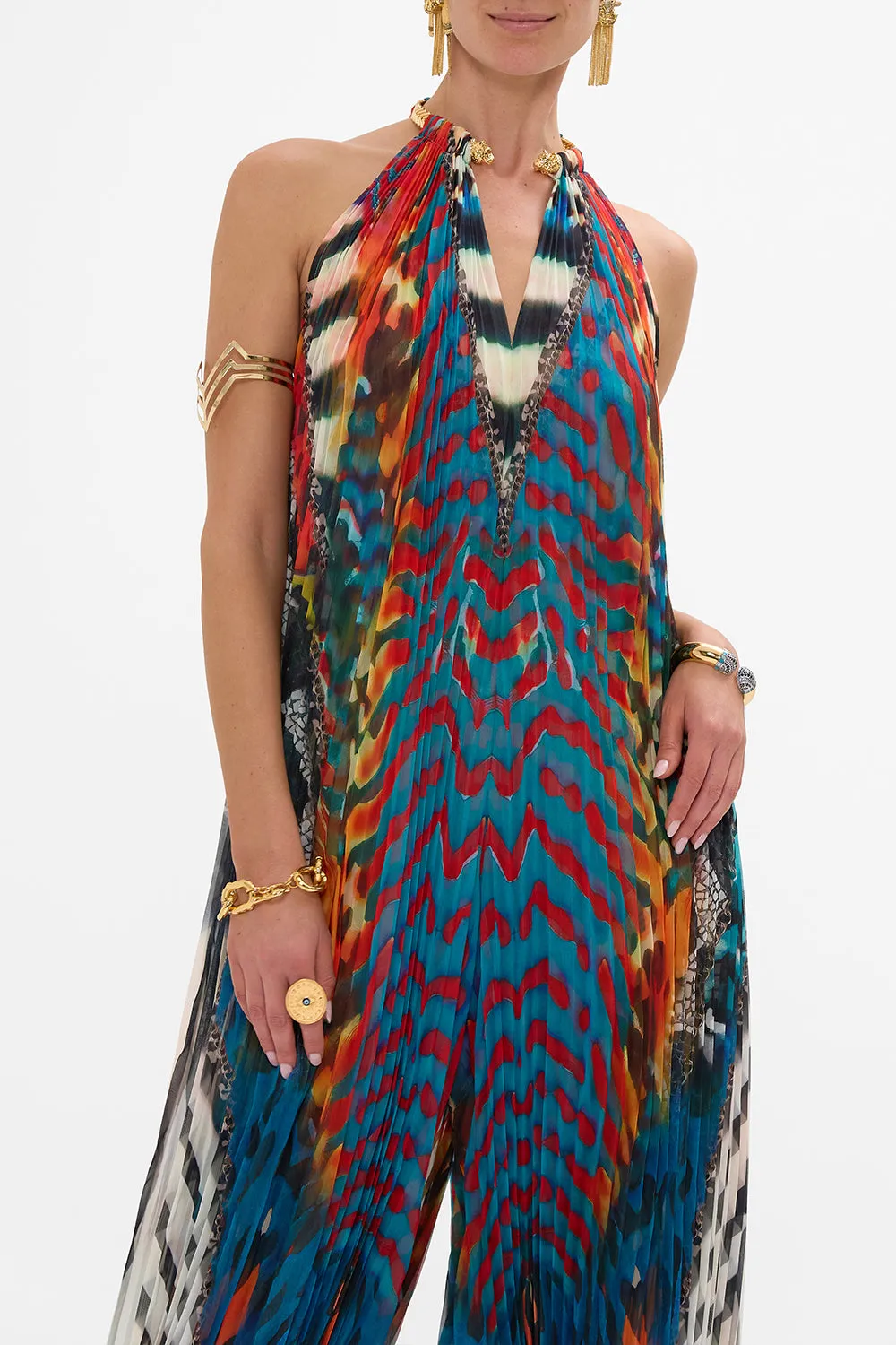 PLISSE JUMPSUIT WITH NECKPIECE DESERT VISIONS