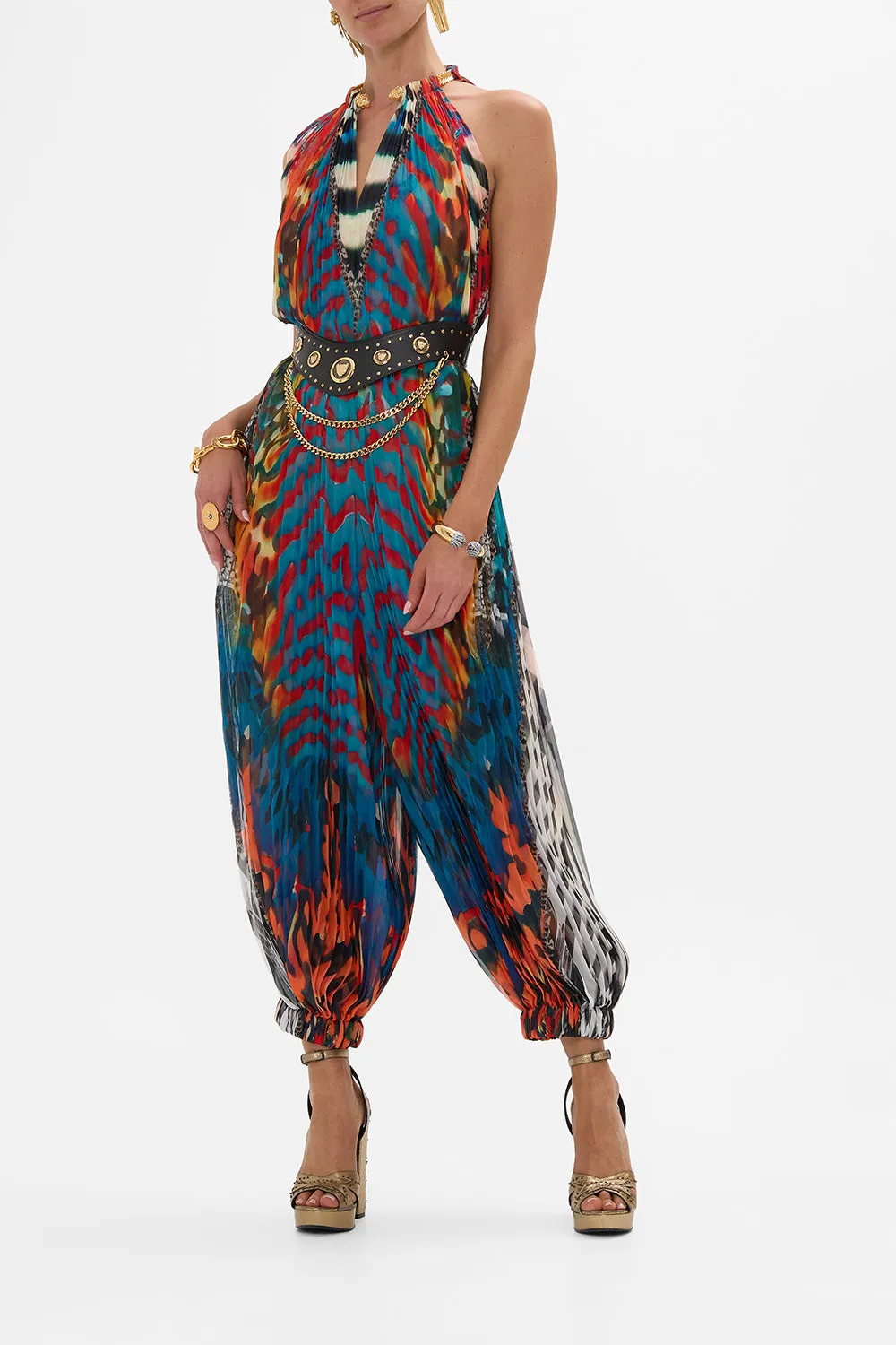 PLISSE JUMPSUIT WITH NECKPIECE DESERT VISIONS