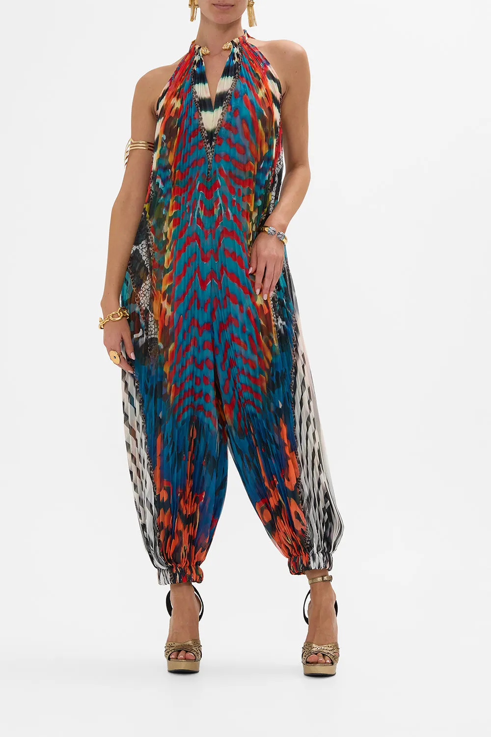 PLISSE JUMPSUIT WITH NECKPIECE DESERT VISIONS