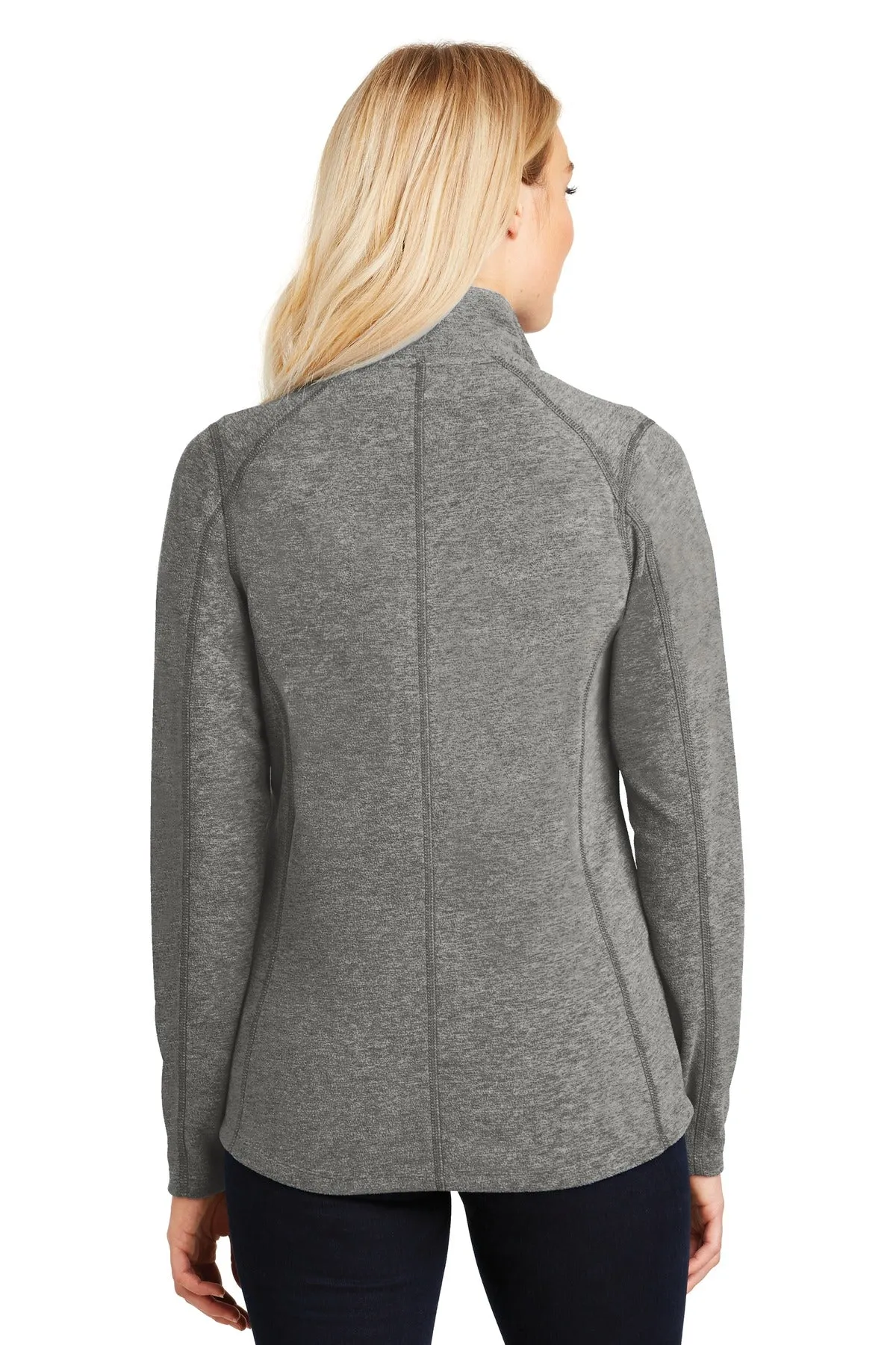 Port Authority Ladies Heather Microfleece Full-Zip Jacket L235 Pearl Grey Heather