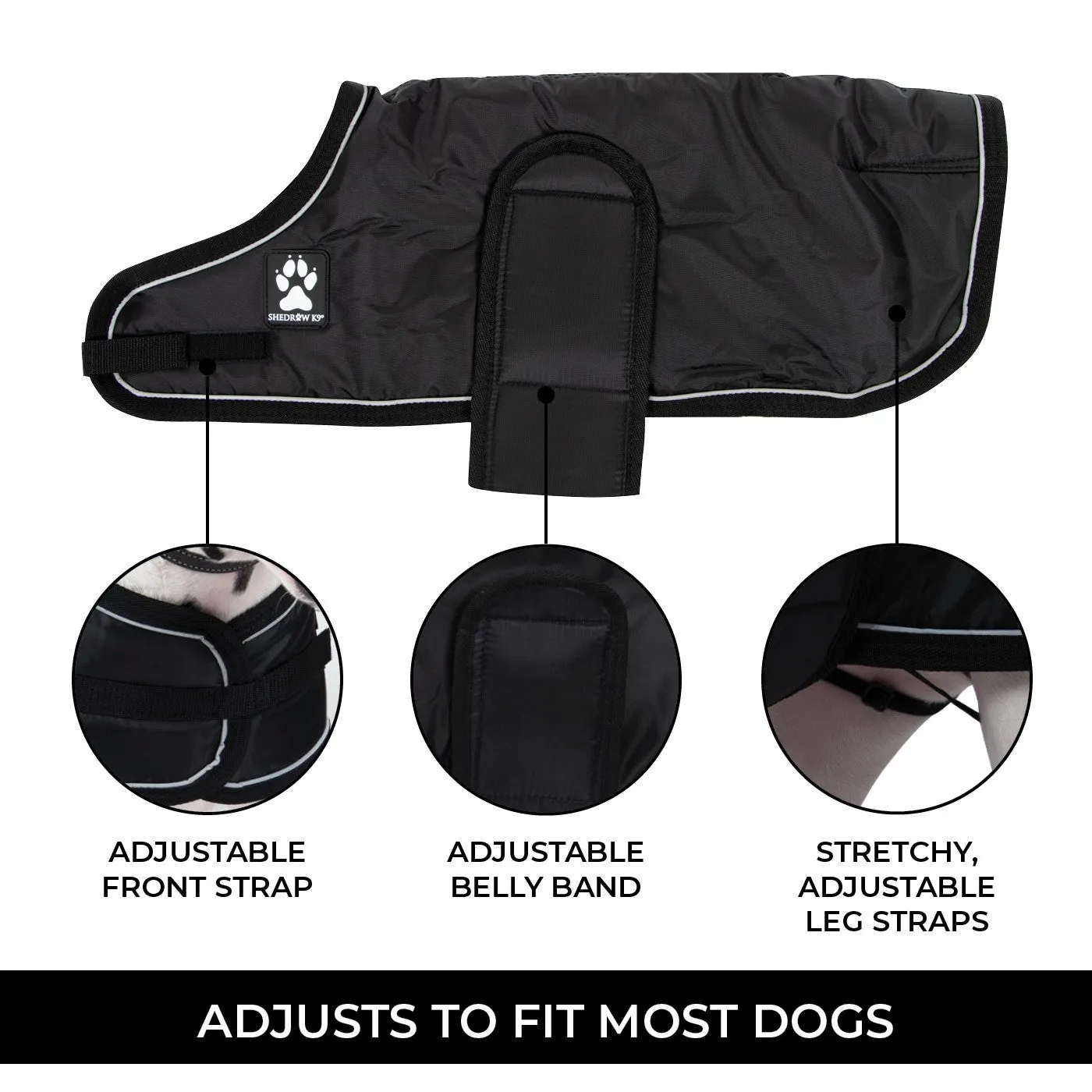 Shedrow K9 Vail Dog Coat Black with Black Trim