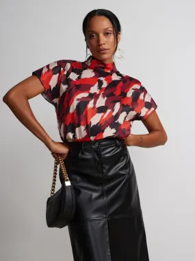 Short Sleeve Mock Neck Blouse